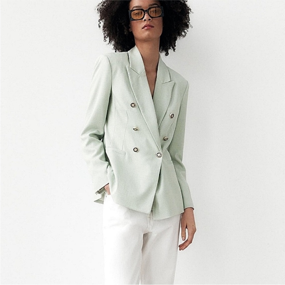 Zara brand new Mint Green Double-Breasted Women's Blazer